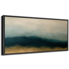 Extra Large Framed Canvas Print Wall Art Soft Teal Horizon Abstract Landscape...