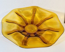 Modernariato Piatto Fruttiera  Centrotavola Di Murano Color Ambra Anni 50