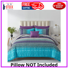 Boho Comforter Set Size 8 Piece Bed in a Bag Bohemian Striped Bedding Full Aqua