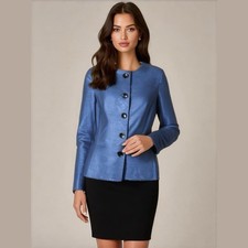 Jones Studio Separates Blue Blazer Woman's 4 Black Buttons Career Corpcore Party