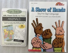 ASL SignBabies Flash Cards + Show of Hands Paperback Book Lot NEW Sign Language