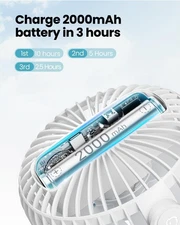 Mini Portable Stroller Fan Clip On Rechargeable 3 Speed Cooling White