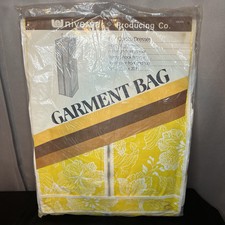 Vtg Mid Century Yellow Floral Garment Bag Closet Organizer Dresses Hanging 16pc