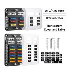 DaierTek 6/12 Way Fuse Block 12V ATO ATC Blade Fuse Box LED Indicator Car RV