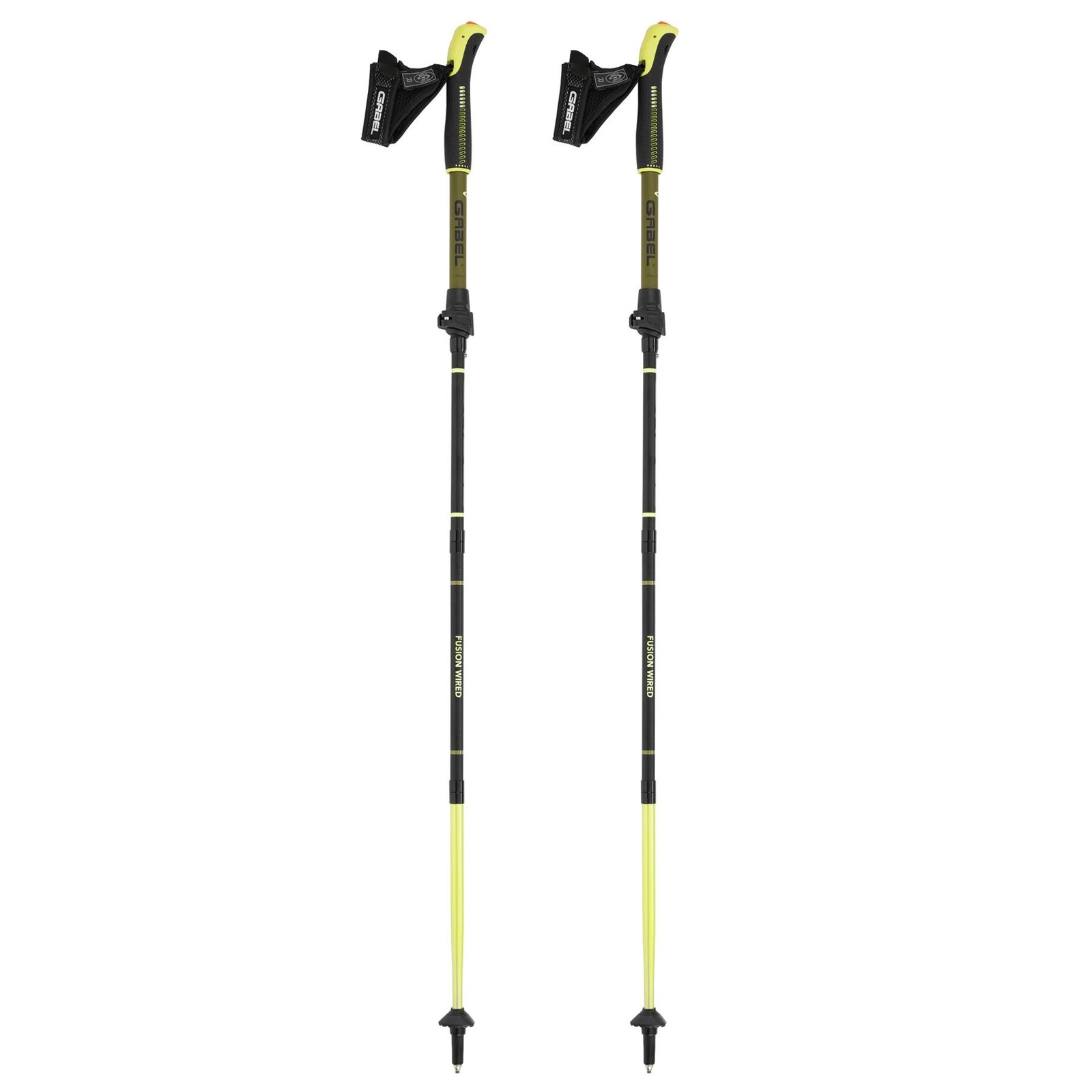 Gabel Trekking Poles Fusion Wired Black Black and Lime Folding Telescopic