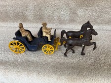 Vintage 1940's Stanley Toys Cast Iron Horse And Buggy