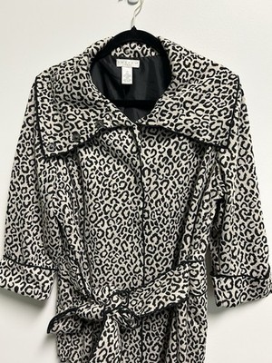 Tweeds Women Lightweight Coat With Belt Size 1X Draped Collar And Rolled Sleeves