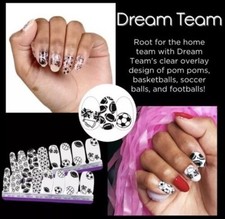 Color Street Dream Team Nail Polish Strips Set OVERLAY Clear Sports Pattern NEW