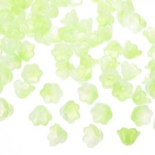 Glass Trumpet Flower Beads, 200 Pcs Gradient Flower Bead Charm, Light Green