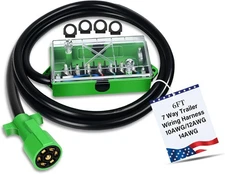 6 FT 7 Pin Trailer Wiring Harness with 7 Gang 7 Pin 6 Feet-With Junction Box