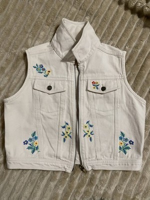 Vtg. Gap Vest With Embroidered Flowers Size L Fits Like M