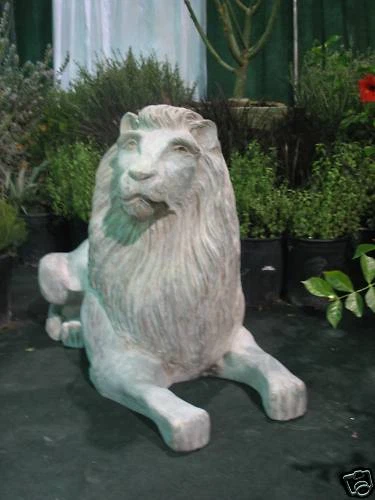 4 ft long Fiberglass LIBRARY LION outdoor garden statue (Pair Available) - Image 2 of 4