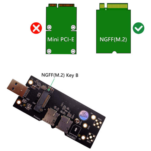 NGFF(M.2) to USB 3.0 Adapter with Dual NANO SIM card Slot for 3G/4G/5G Module - Picture 3 of 6