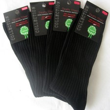 4 Pairs of Men's Socks without Elastic 100% cotton 4/2 rib black 39 to 46