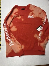 Junk Food Clothing Mens King of Beers Red Tie-Dye Size LARGE Sweatshirt New