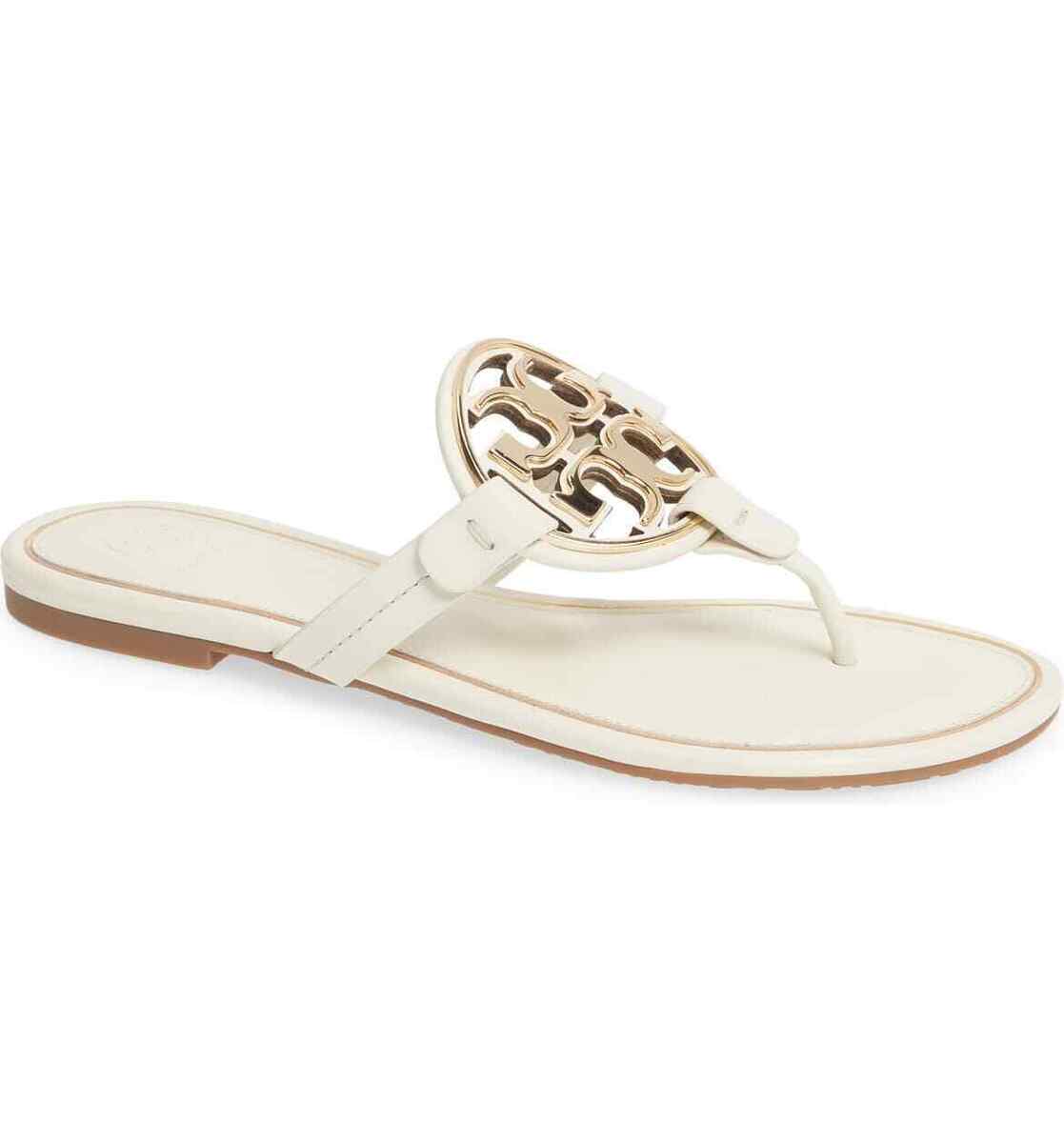 Tory Burch Women's Metal Miller Calf Leather Sandal Bleach Tory Burch Women's Metal Miller Calf Leather Sandal Bleach