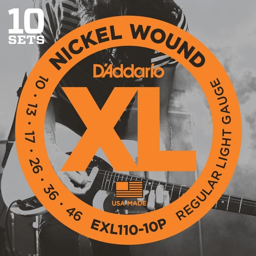 10 Sets D'AddarioEXL110 Electric Guitar Strings 10-46 Light  EXL110-10P Pack