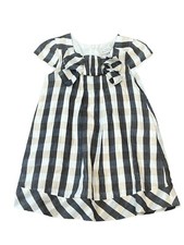 MAYORAL CHIC GIRLS CAP SLEEVE PLAID CHECK BOW DRESS COTTON BLUE TAN WHITE 2