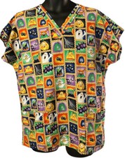 Jasco Halloween Scrub Top Women  s Large Nurse Ghosts