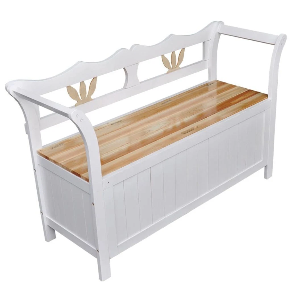 Storage Bench Wooden Indoor Seat With Curved Armrests 2 3 Seater