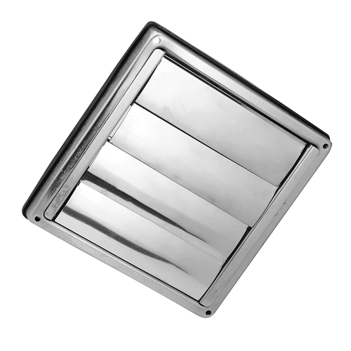 Stainless Steel Square External Wall Vent Outlet, 150mm (6-inch) ducting. - Picture 3 of 5