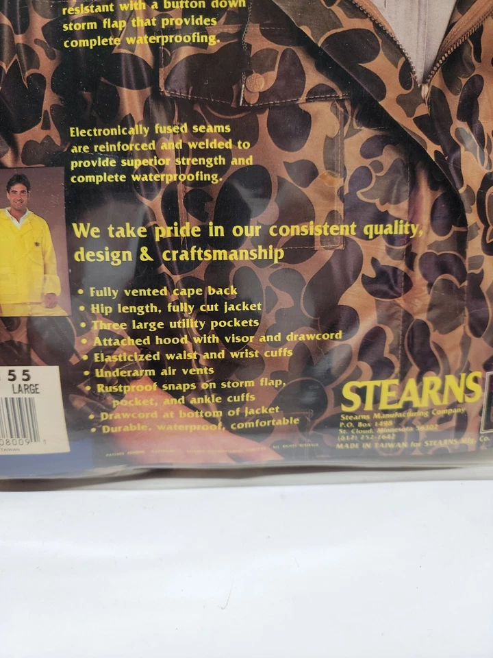 Stearns Rw- 8155 Two-Piece Driflex Nylon  Rainsuit Sz LARGE Camouflage DryWear - Image 2 of 4