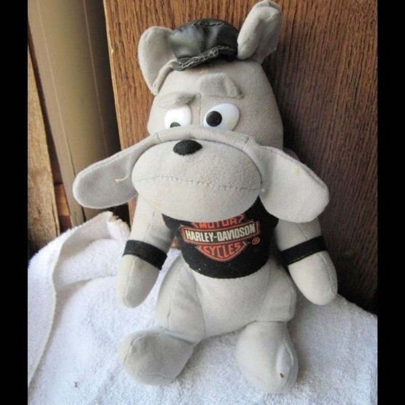 Harley Davidson Motorcycles Gray Bulldog Stuffed Animal Plush Toy Collectible
