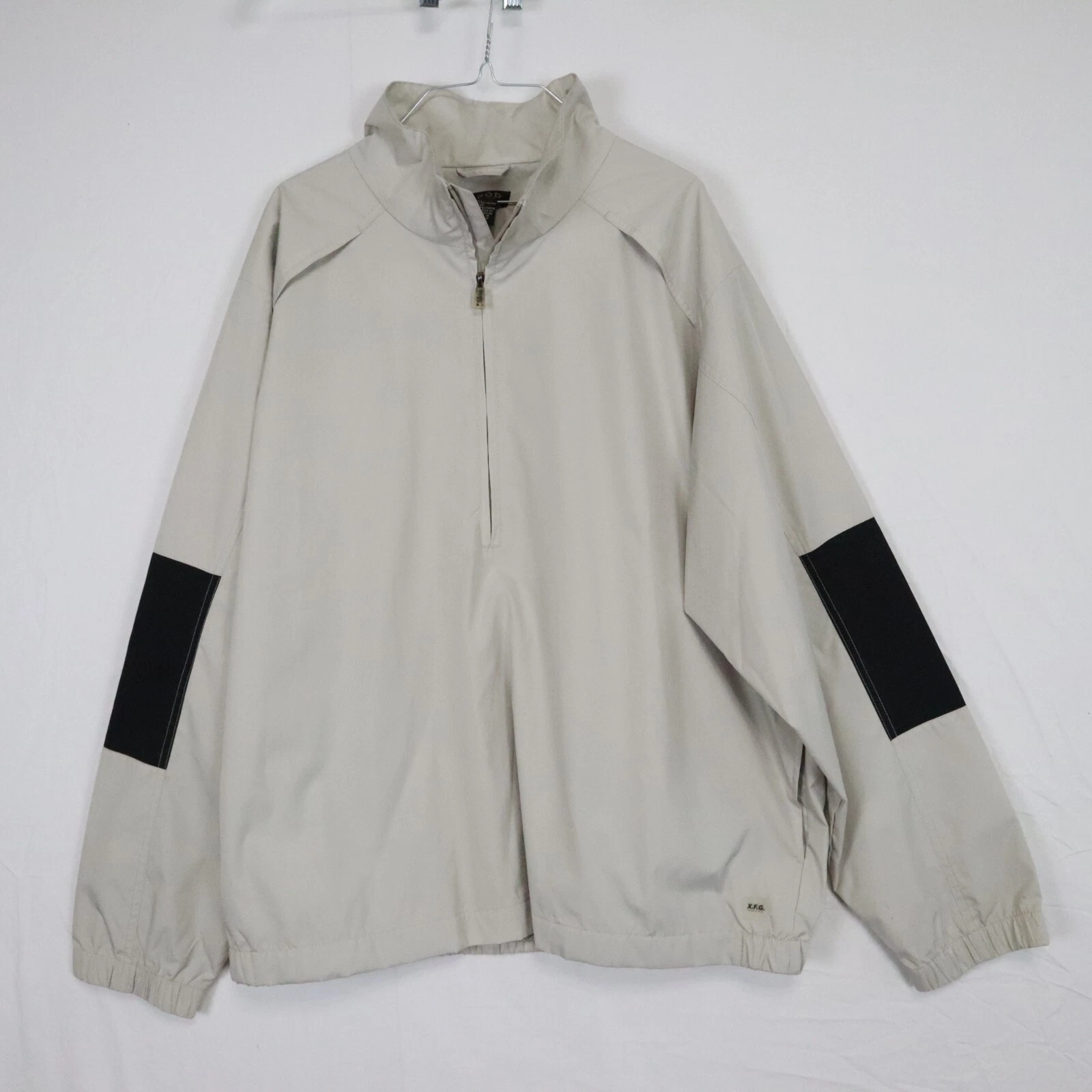 IZOD Jacket Mens 2XL XXL XFG Golf 1/2 Zip Pullover Windbreaker Mock Neck Beige