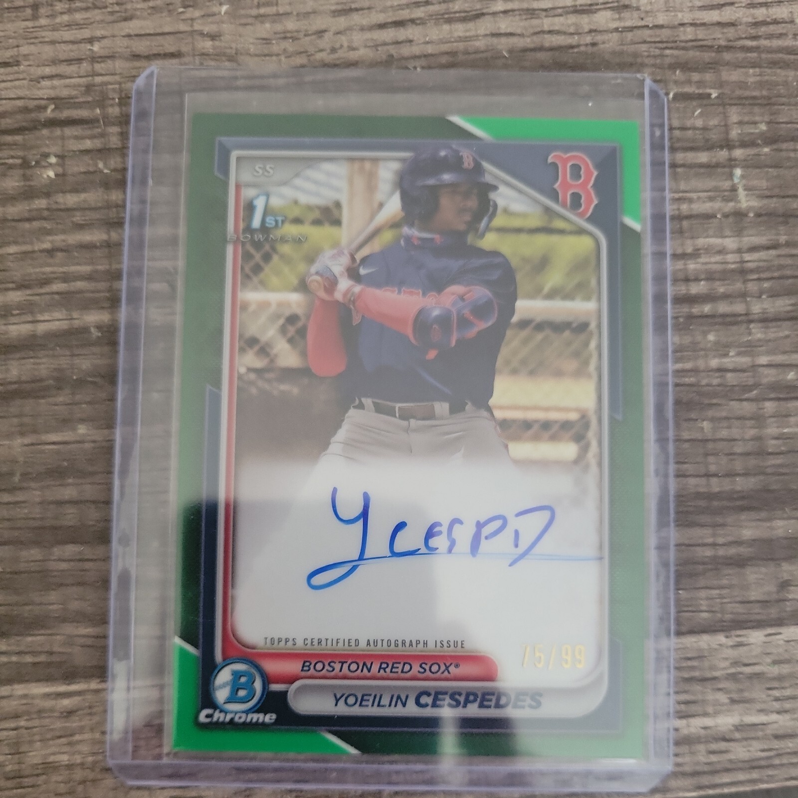 YOEILIN CESPEDES Bowman Chrome 1st On Card Auto Green! /99 AUTO 2024 Red Sox