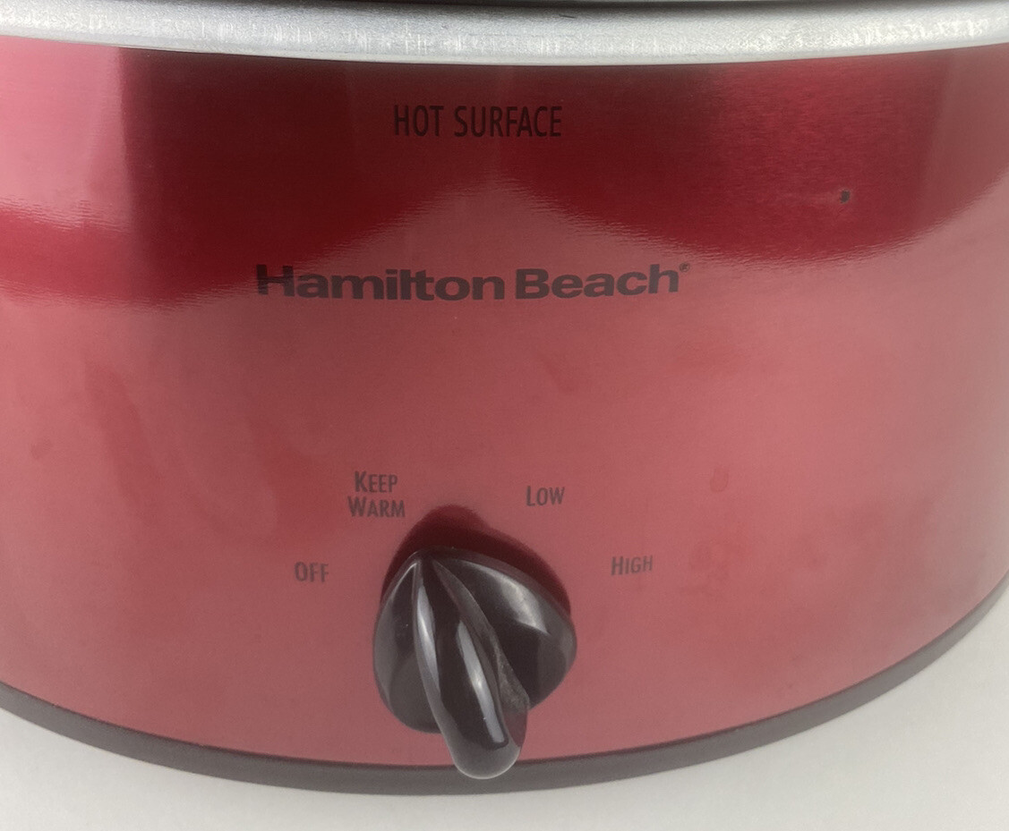 Hamilton Beach 5 Quart Red Crock Pot Slow Cooker 33155 Tested Working