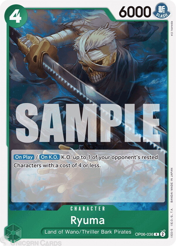 OP06-036 Ryuma : Rare English One Piece TCG Card : PRB01: One Piece Card The Bes
