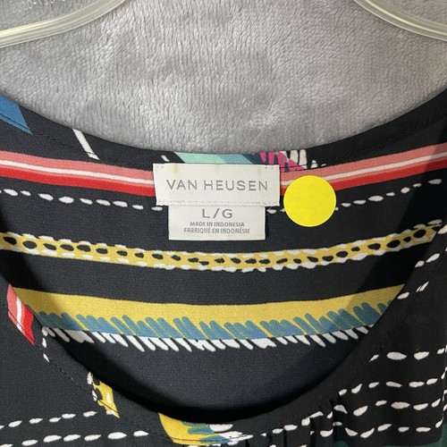 Van Heusen Women’s Size Large Sleeveless Blouse, Black Striped - Picture 4 of 6