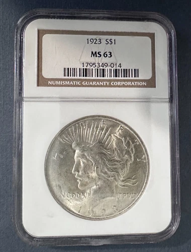 1923 Peace Silver Dollar $1 Coin - NGC MS63 -- No Reserve