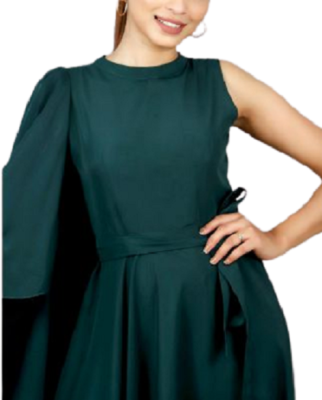 Bottle Green Western Dress Elephant Sleeve For Party Wear Attractive Long  Gown | eBay