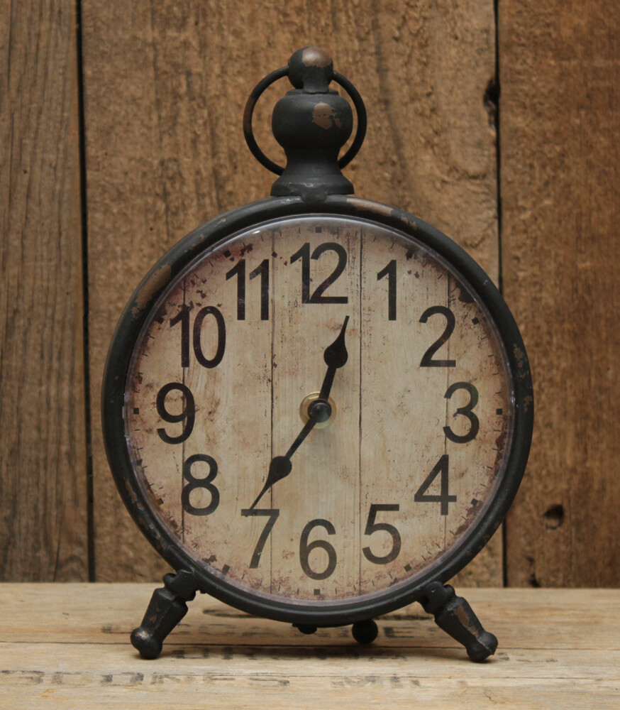 NEW ~ Distressed Antique Style Black CLOCK ~ Primitive Farmhouse