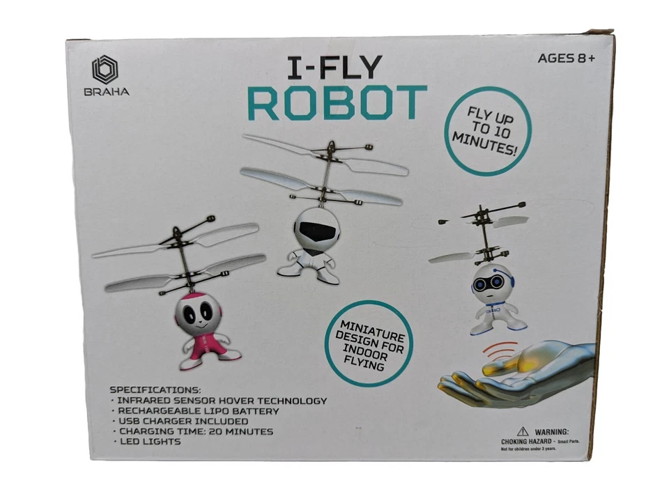 Braha i-Fly Helicopter Robot Infrared Sensor Hover Technology White/Blue New - Image 2 of 4