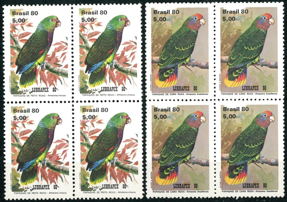 BRASIL 1980 Exposición de Sellos Portugués-Brasileños "Lubrapex 80" - Loros - MNH Foto 2 de 4