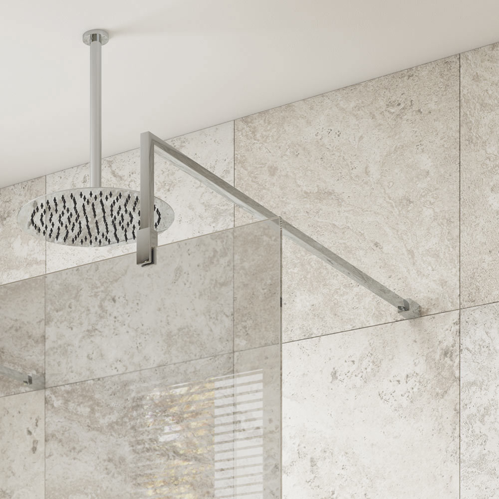 Chrome Premium Wetroom Floor To Ceiling Support Pole 8mm Glass