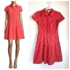 LAST CHANCE Diane von Furstenberg Skylar Eyelet Shirtdress in Ocean Coral Size 4