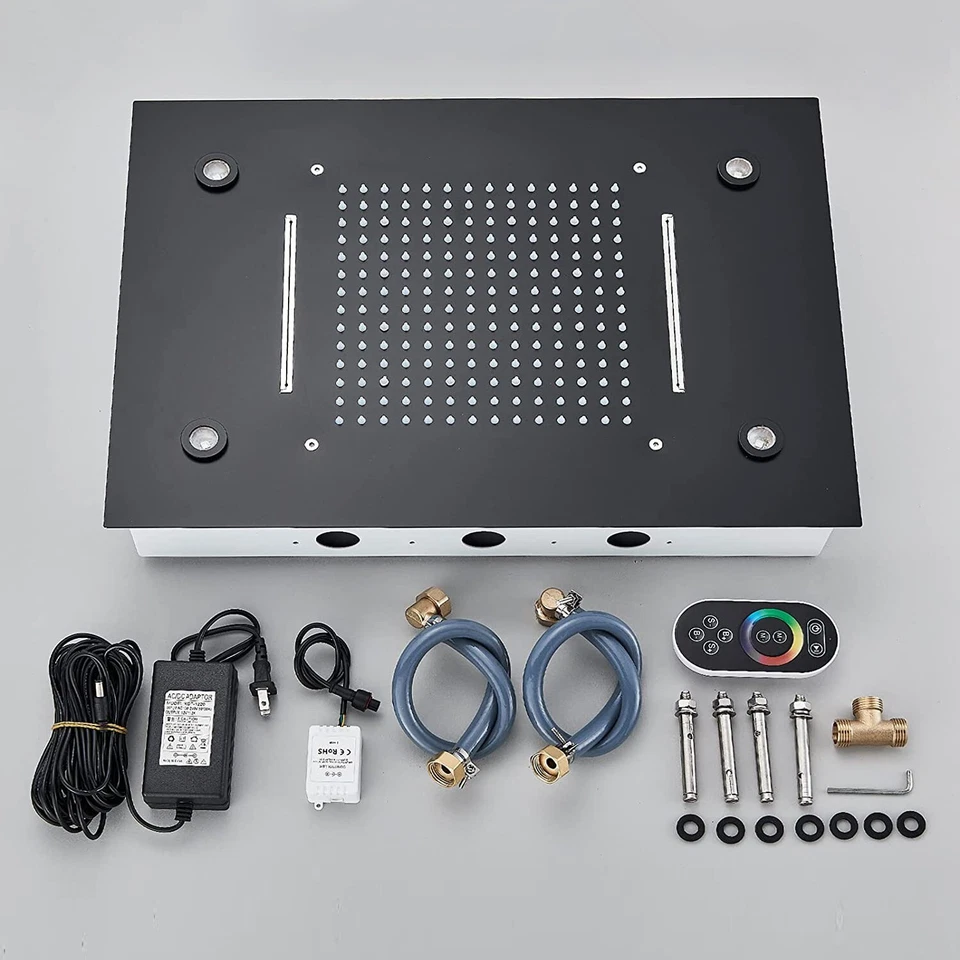 Luxus Duschkopf Wasserfall Regendusche Unterputz LED Edelstahl Duschkopf 49x35cm - Bild 2 von 4