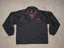 DUNKIN DONUTS BLACK JACKET MEN  MEDIUM 1/2 ZIP SNAP WINDBREAKER NYLON MESH LINED