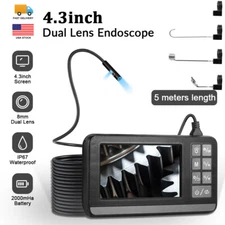 5M 1080P Screen Industrial Endoscope Inspection Camera Dual Lens IP67 Waterproof