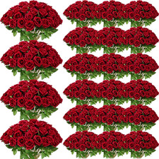 500 Pcs Artificial Silk Roses Flowers with Long Stem Bridal Wedding Bouquet Real
