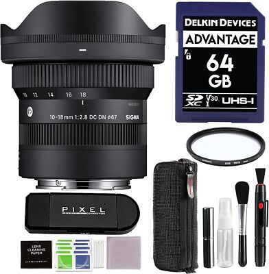 Sigma 10-18mm f/2.8 DC DN Contemporary Lens for E Mount w/ Accessories Bundle