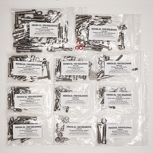 Kit vis moteur GL1500 Goldwing anti-rouille pour remplacer vos vis grippées