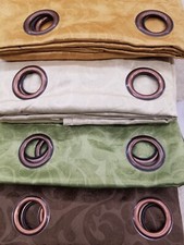 Juego de 2 paneles de cortina oscurecidos flocados con textura de hiedra pesada 8 ojales 84" de largo