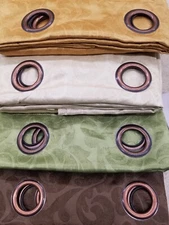 Set of 2 Heavy Ivy Textured Flocked Blackout Curtain Panels 8 grommets 84" Long