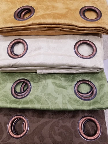 Set of 2 Heavy Ivy Textured Flocked Blackout Curtain Panels 8 grommets 84" Long