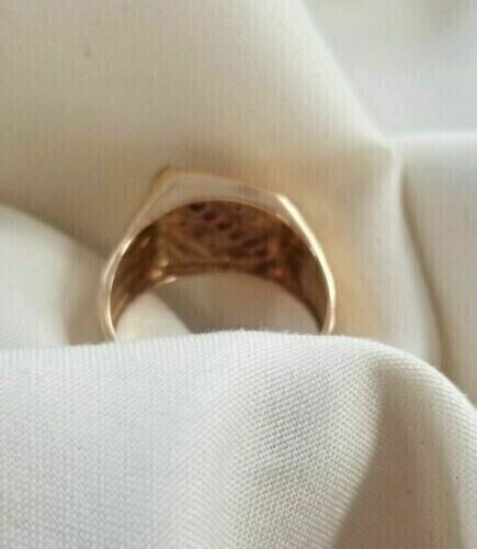 2.50 Ct Princess Cut Lab-Created Red Ruby Men's Wedding Ring 14K Yellow Gold FN - Picture 4 of 9