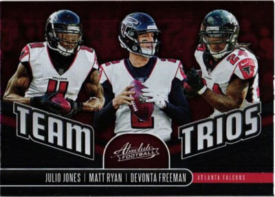 2019 Panini Absolute #TT-AF Devonta Freeman / Julio Jones / Matt Ryan Team Trios